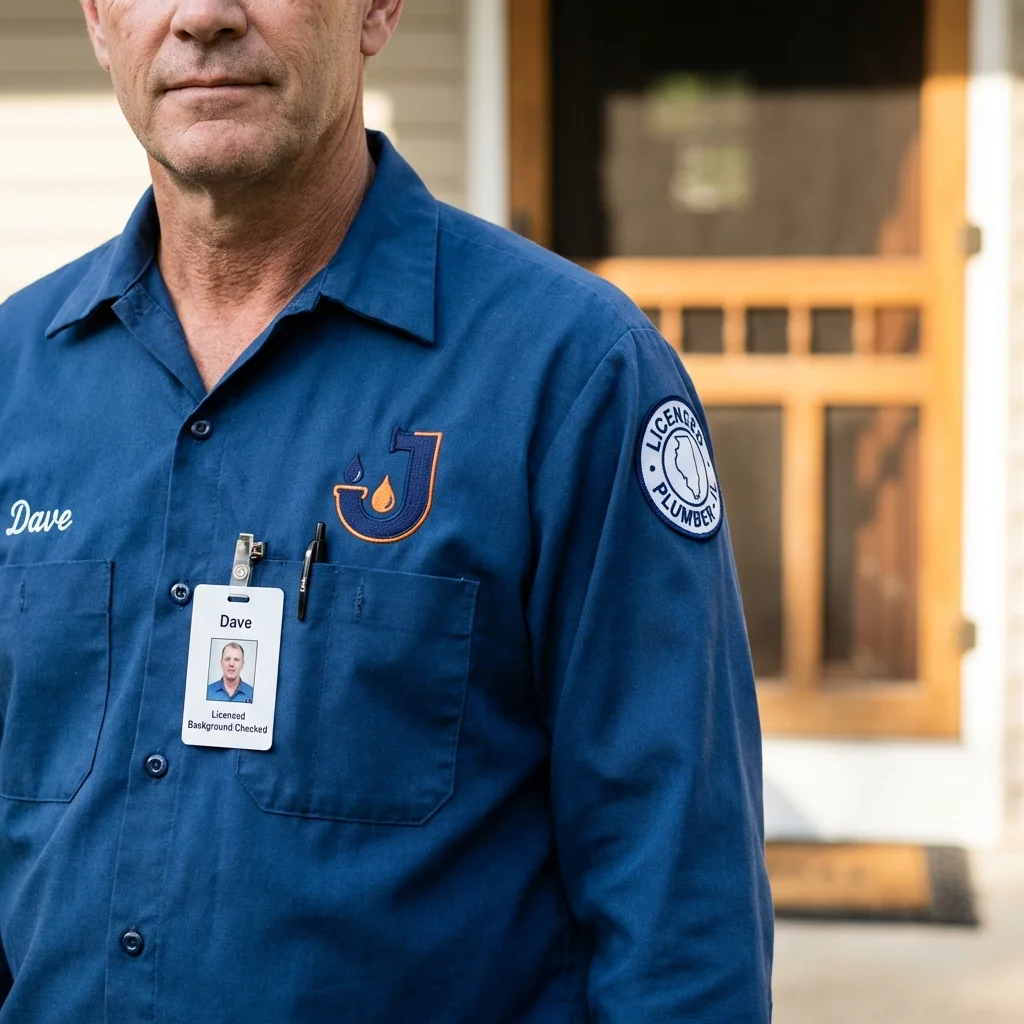 Licensed plumber showing ID badge in Milesburg, PA