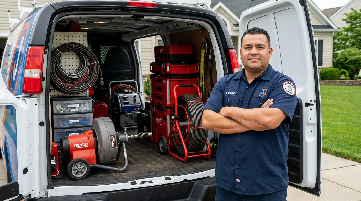 Professional drain cleaning equipment and Johns Plumbing LLC plumber in Milesburg