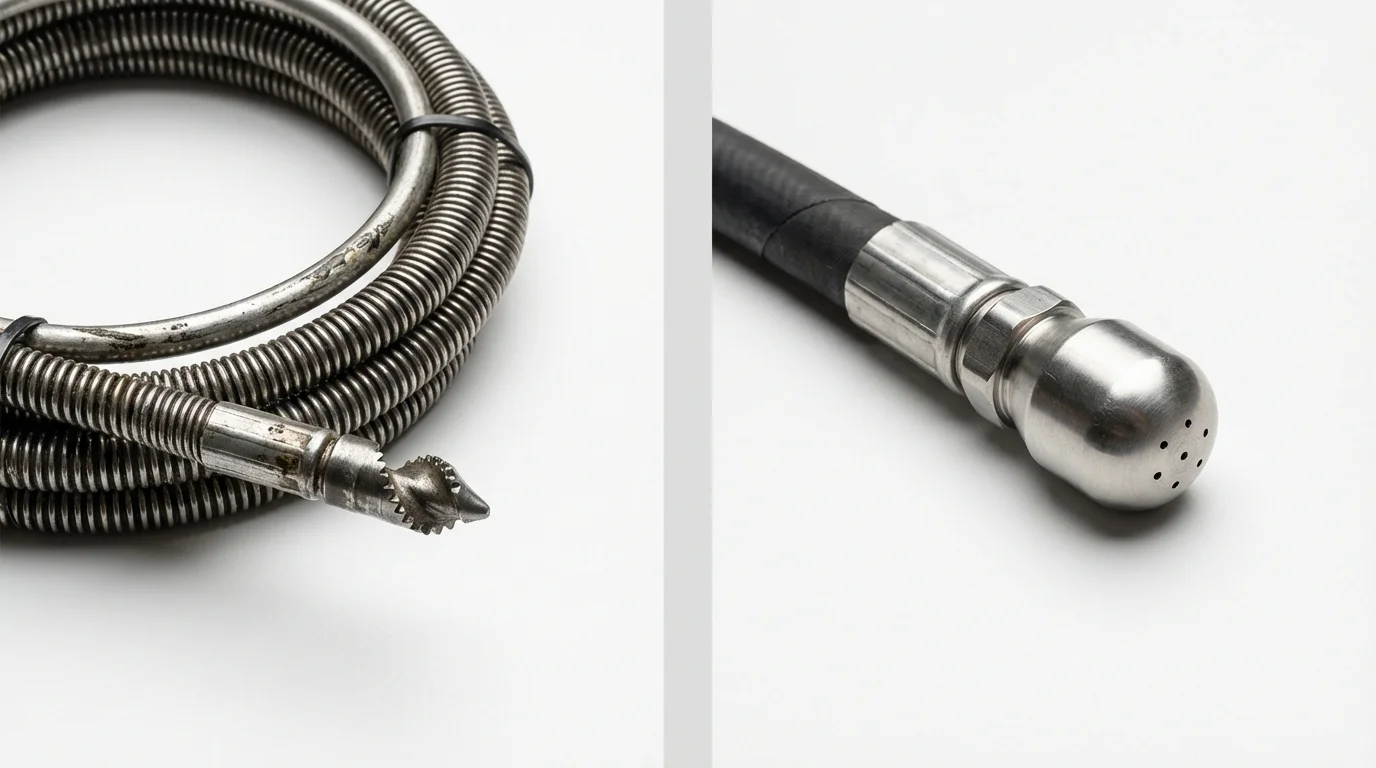 Drain snake cable and hydro jetting nozzle used for drain cleaning in Milesburg, PA