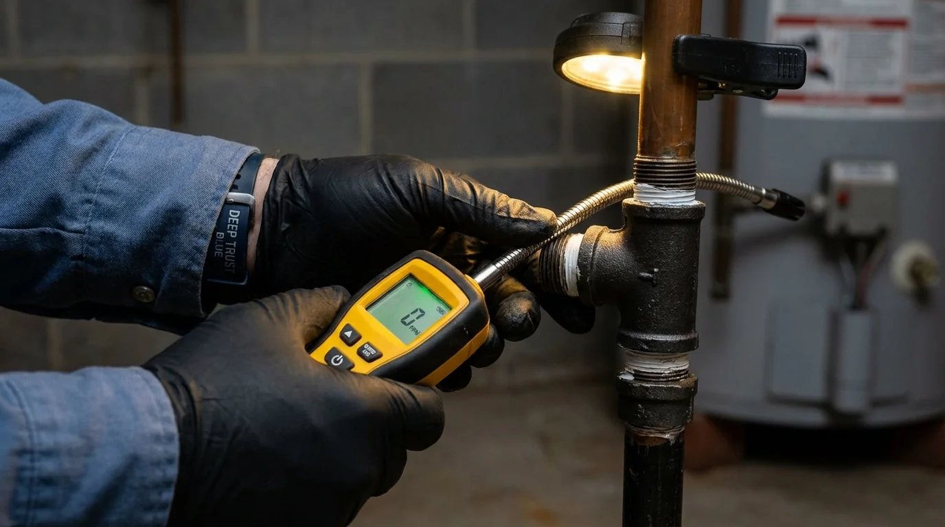 Gas leak detection with electronic sniffer by Johns Plumbing LLC in Milesburg