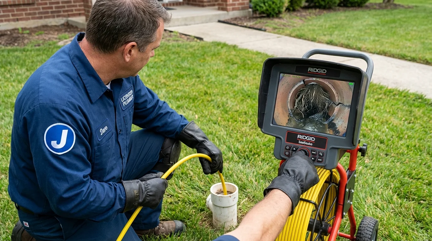 Sewer camera inspection being performed by Johns Plumbing LLC in Milesburg