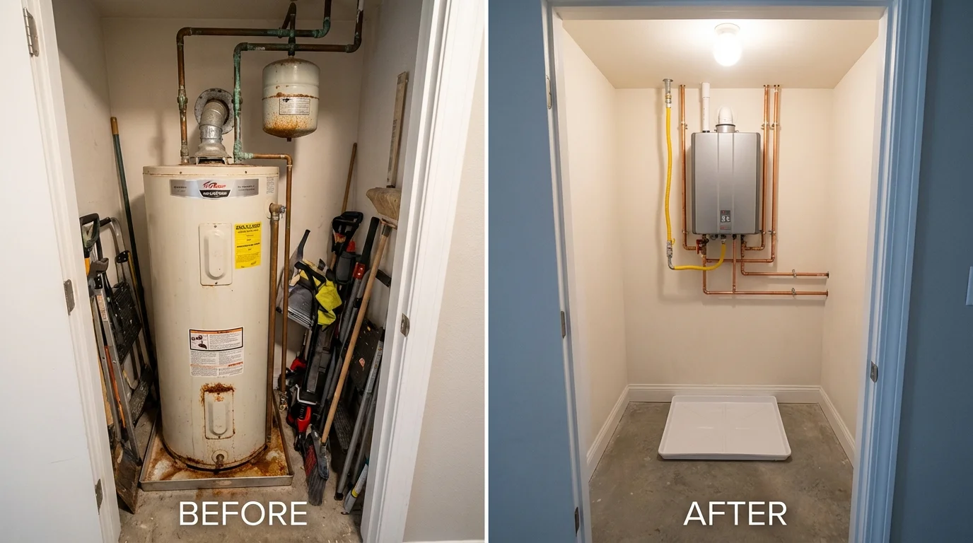 Tank water heater versus wall-mounted tankless unit comparison for Milesburg, PA homeowners