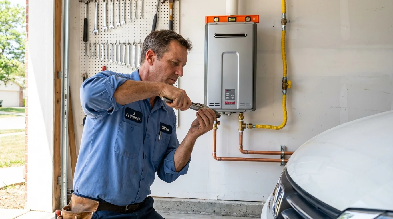 Tankless water heater installation by a Johns Plumbing LLC plumber in Milesburg